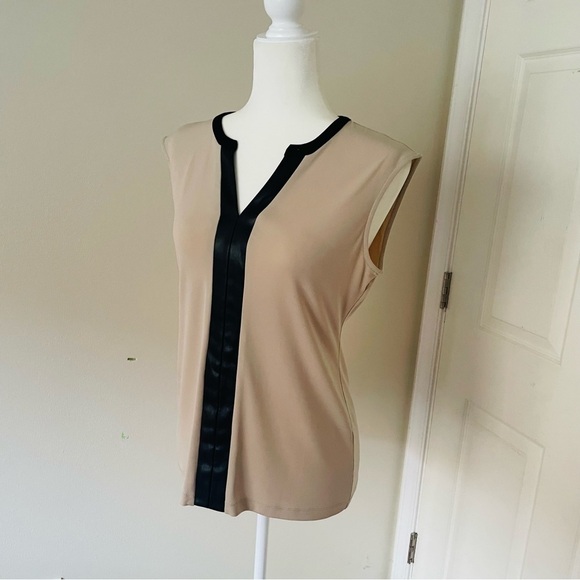 Calvin Klein Vintage Faux Leather Sleeveless Tank Women Top - Size S Blouse - Picture 3 of 11